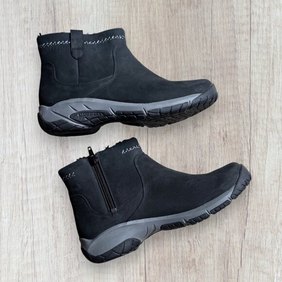 Merrell Boots Womena 6.5 Encore 4 Bluff Side Zip Winter Ankle Boot J003616 Black - Picture 1 of 9